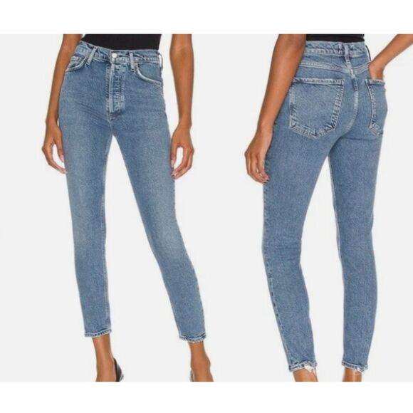 AGOLDE Nico Jeans Med Wash High Rise Straight Leg Button Fly 90's Style Sz 28 - Picture 1 of 9